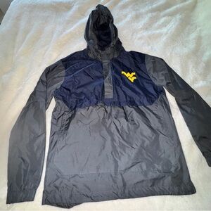 Men's West Virginia Gray and Navy Hooded Wind Breaker